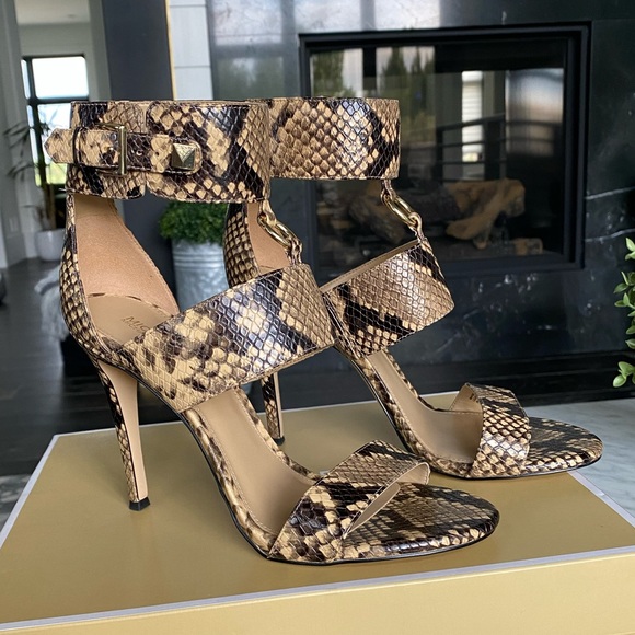 Michael Kors Snake Skin Ankle Strap Heels - Picture 4 of 8